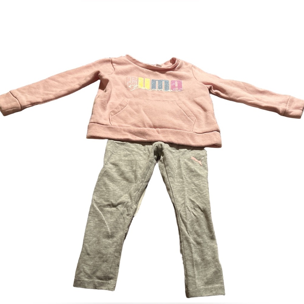 Puma Pink Top and Grey Leggings Set Size 3T